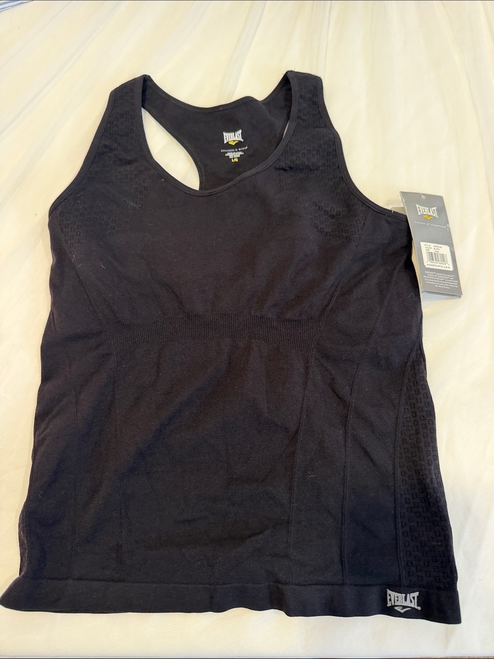 NWT Everlast Black Activewear Racerback Performance Workout Tank Top - Size L